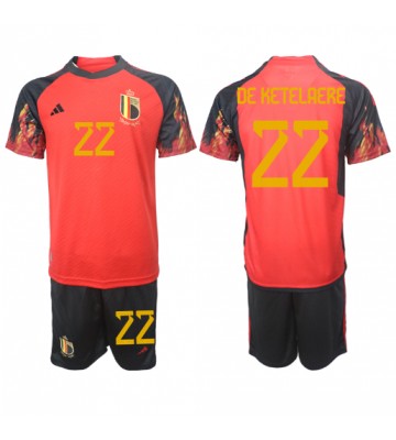 Belgium Charles De Ketelaere #22 Replica Home Stadium Kit for Kids World Cup 2022 Short Sleeve (+ pants)